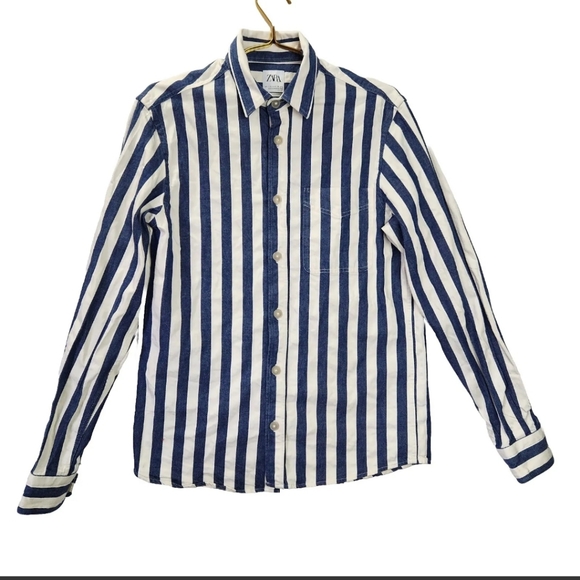 Zara Other - Zara Size XL Blue Stripe Button Shirt